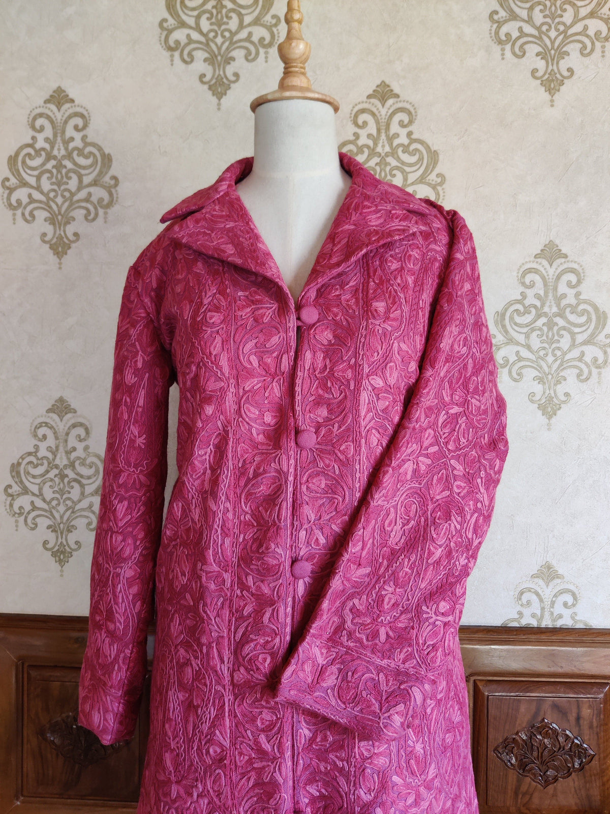 Long kashmiri jacket with Aari Embroidery
