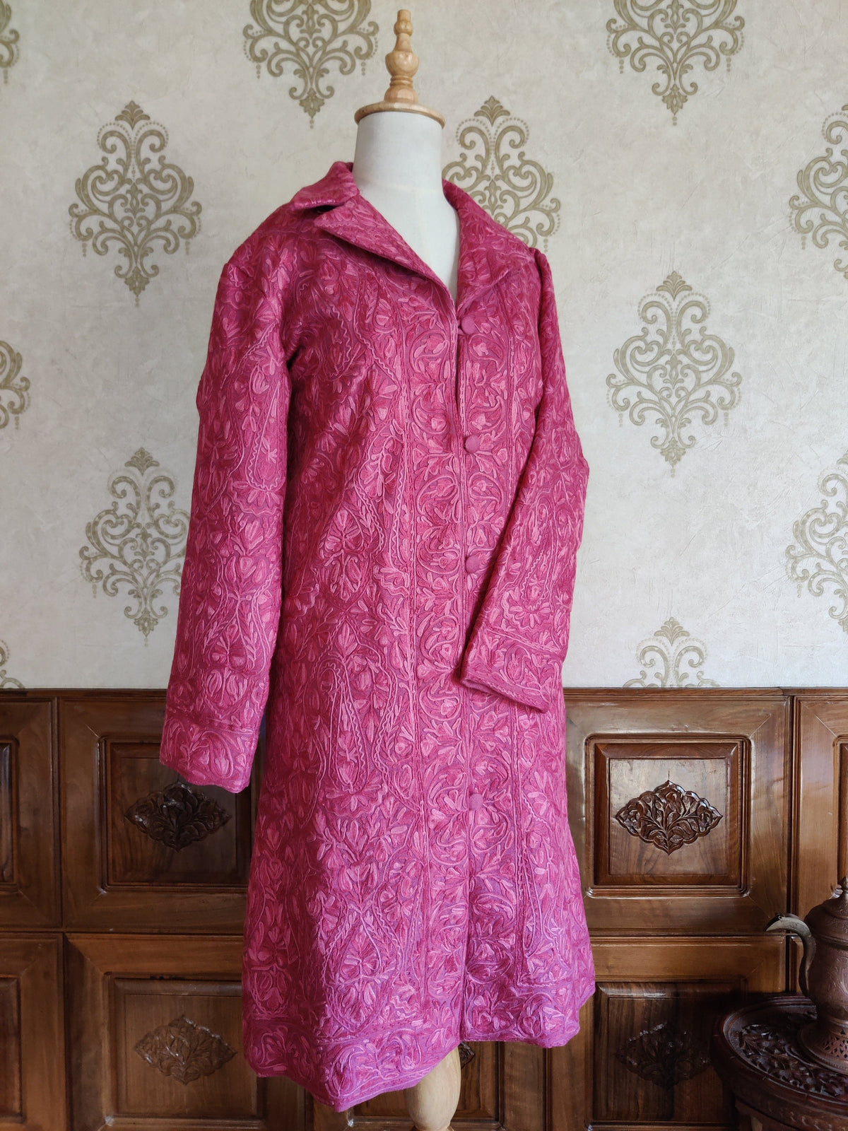 Long kashmiri jacket with Aari Embroidery
