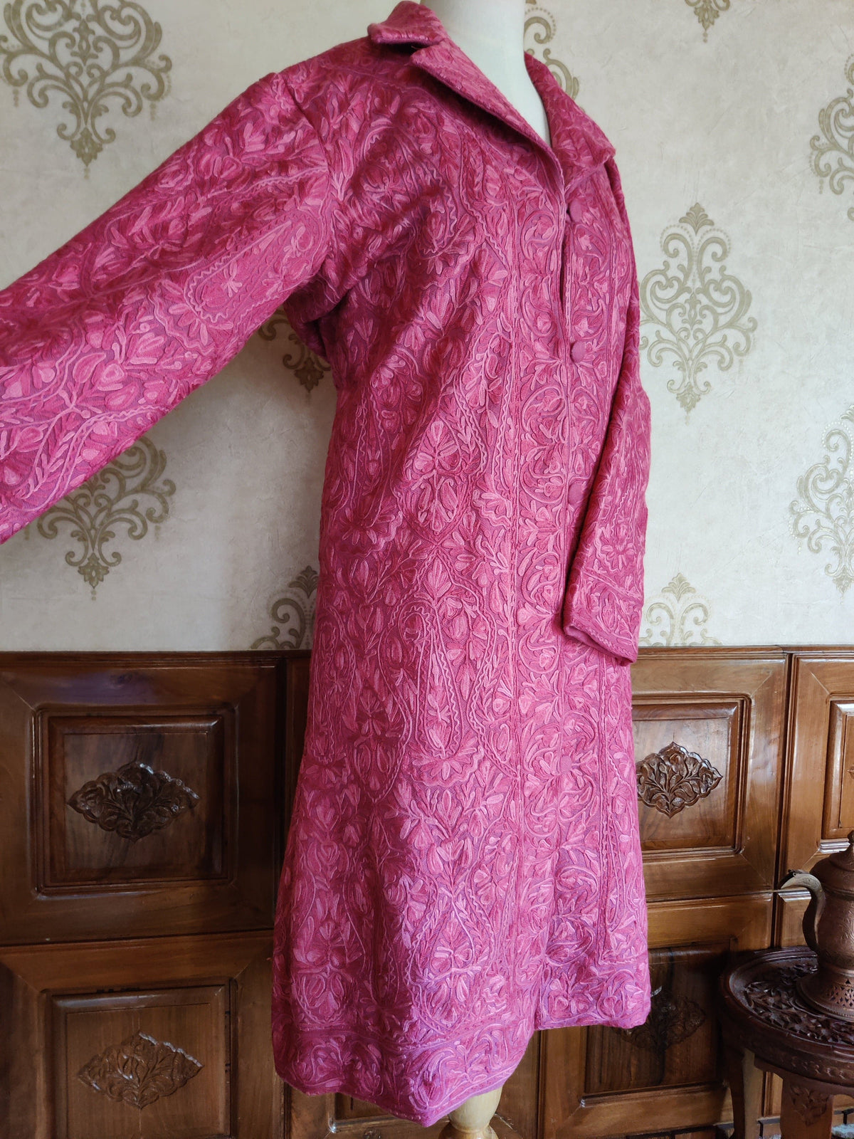 Long kashmiri jacket with Aari Embroidery