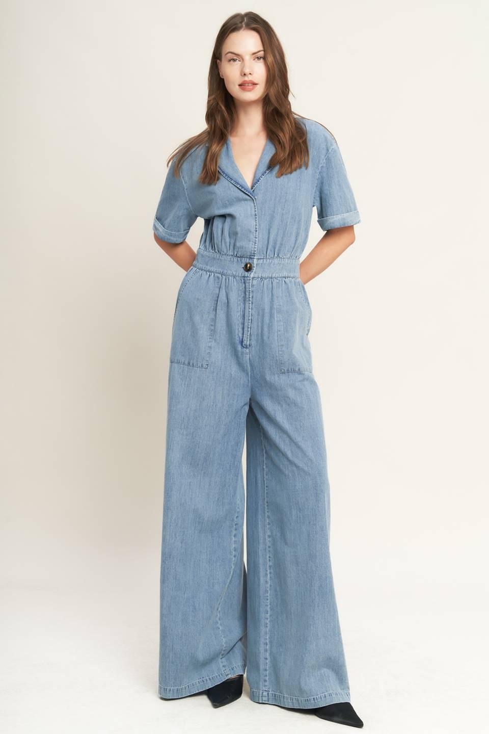 QUIET LUXURY LIGHTWEIGHT DENIM JUMPSUIT