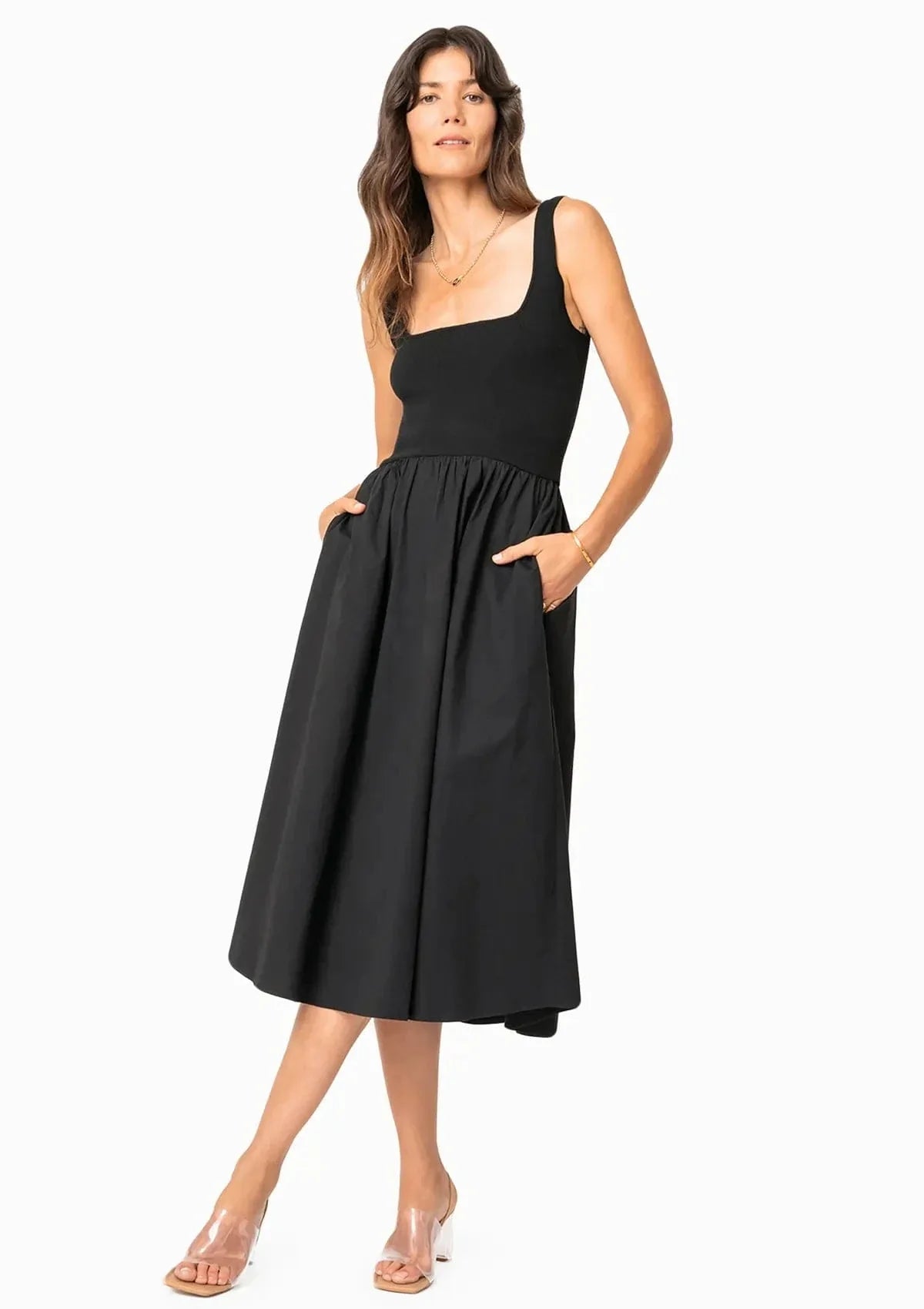 Illusion Nursing Midi Dress — Black