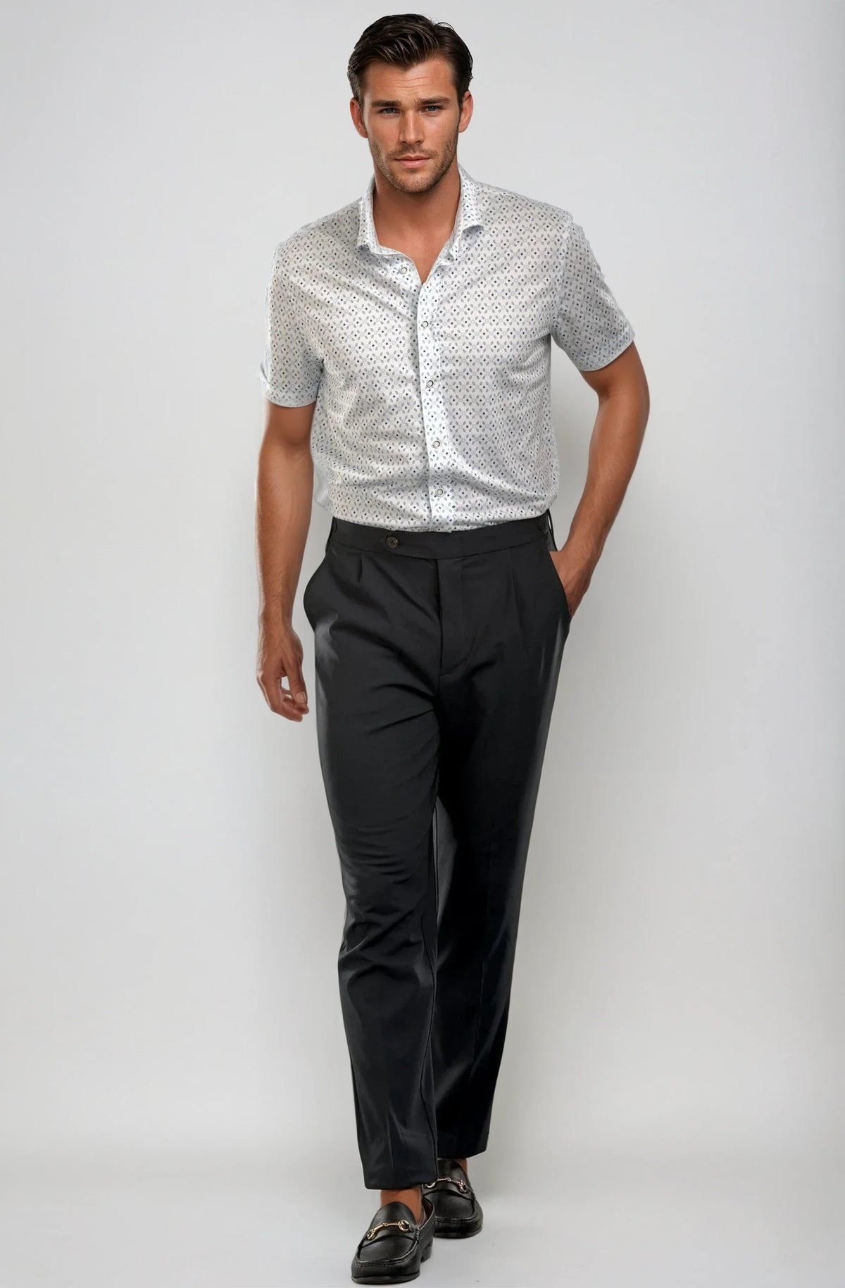 Buki Pleated Wool Trousers — Navy