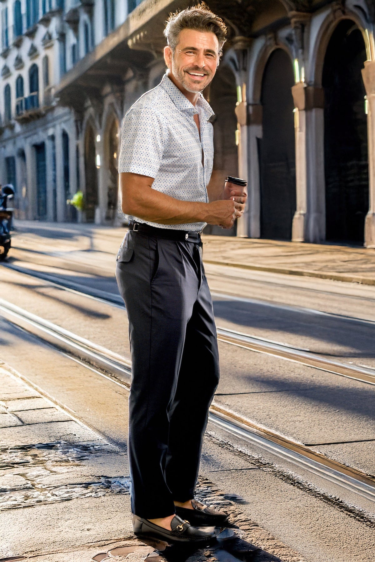 Buki Pleated Wool Trousers — Navy