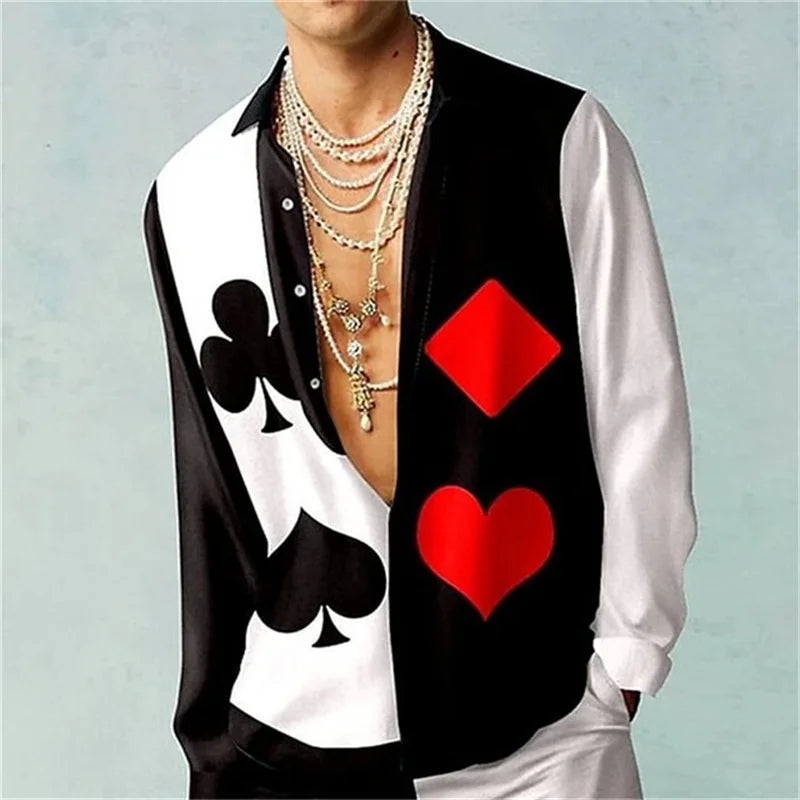 Men's Retro Printed Long-Sleeve Shirt