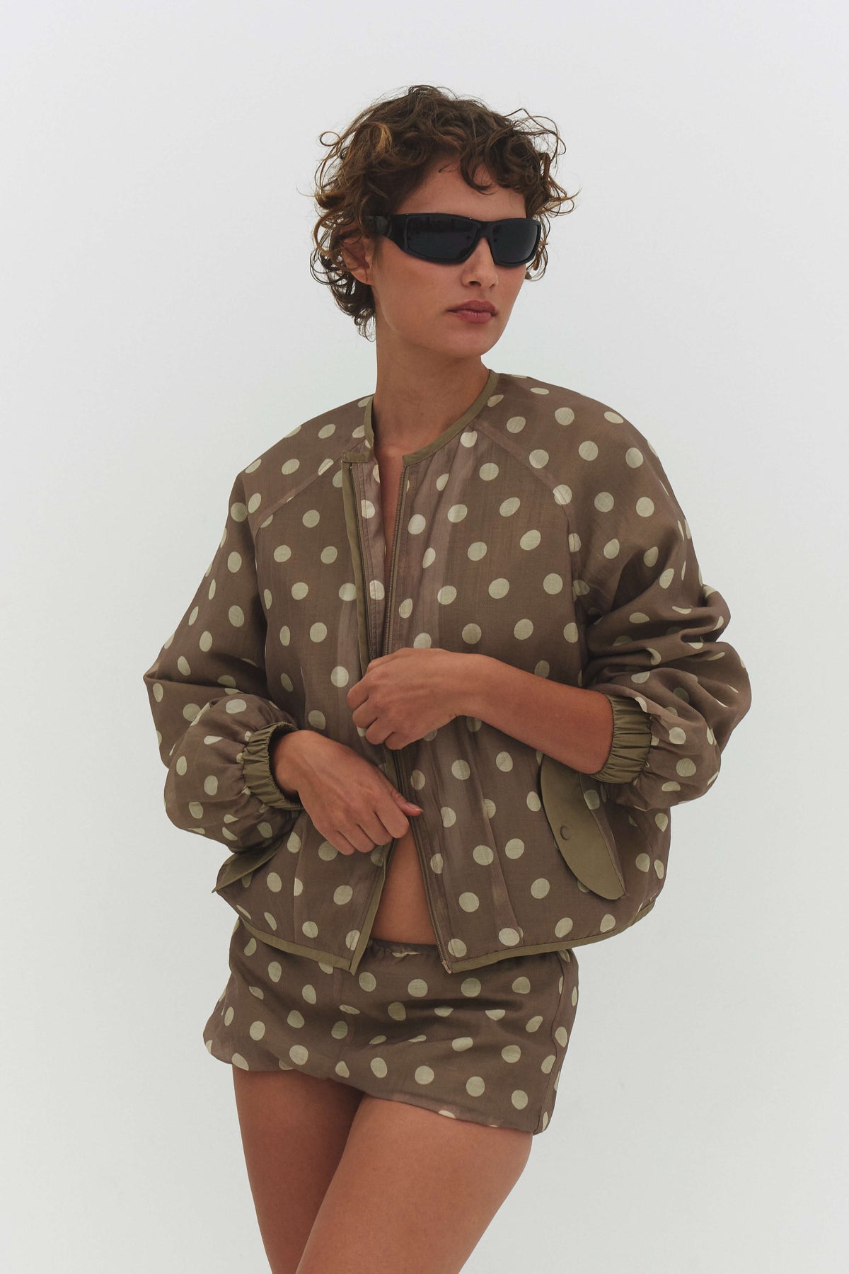 FABIO VOILE JACKET IN CREAM AND MOCHA