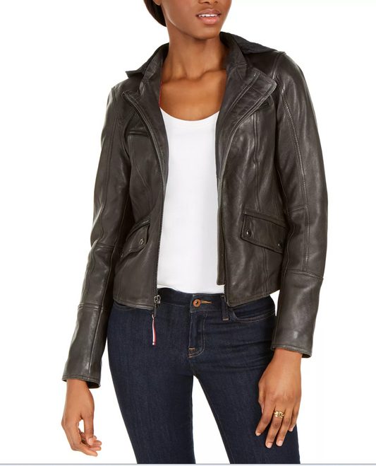 Tommy Hilfiger Women's Leather Bomber Jacket