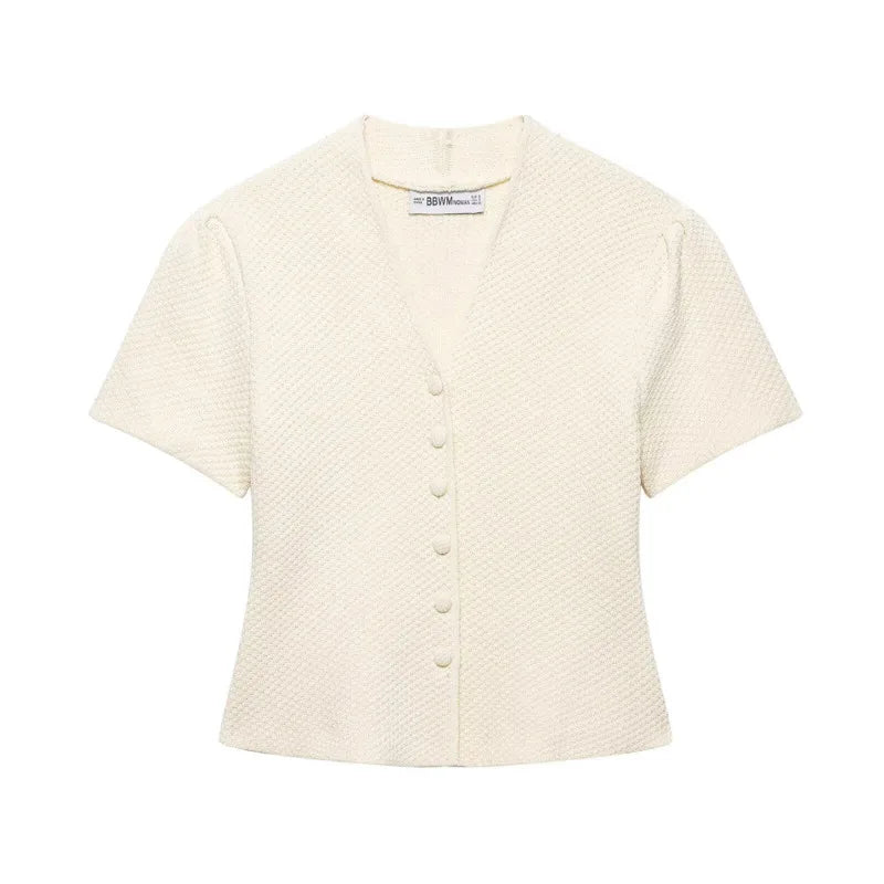 Women's Beige Structured Knit Cardigan