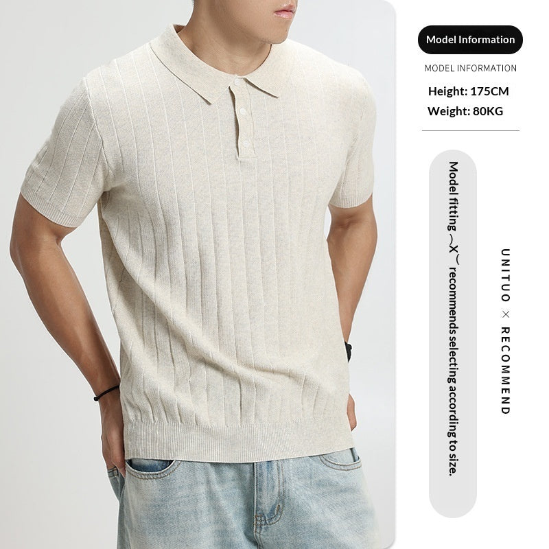 Men's Rib-Knit Polo Shirt