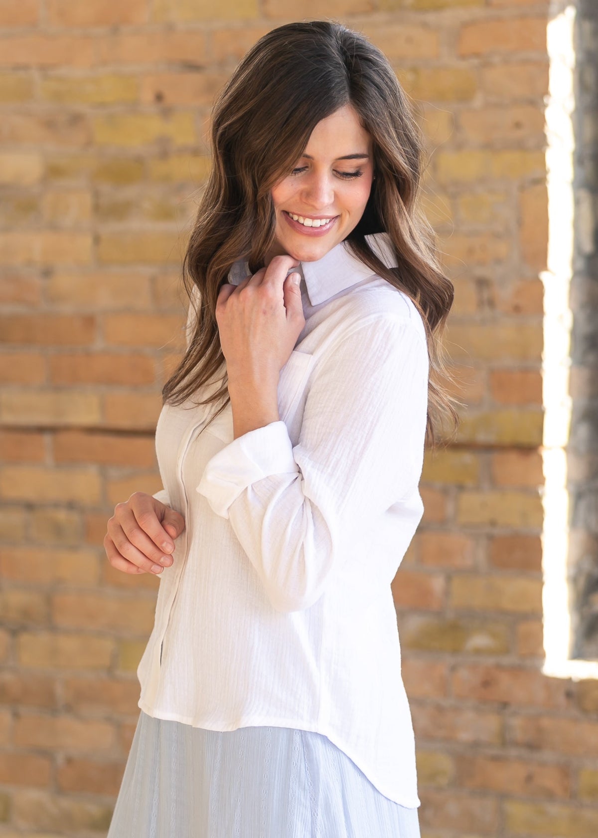 Bailey Cotton Gauze Button Down Top