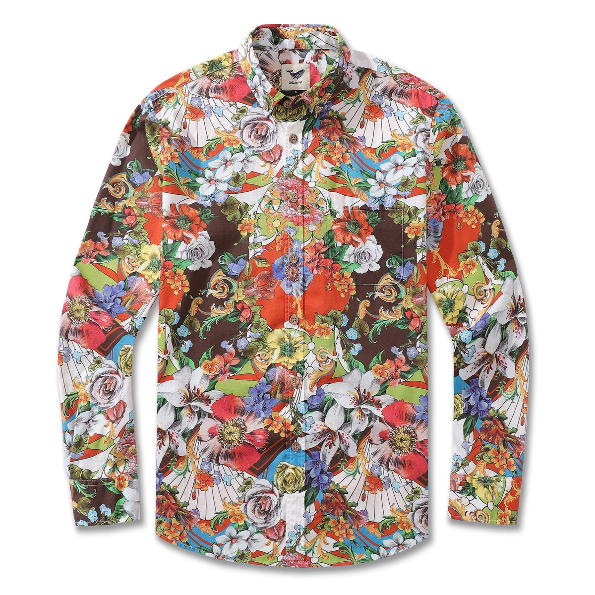 Men's 1930s Vibrant Blooms Cotton Shirt