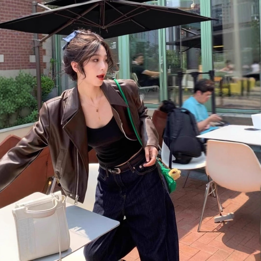 Women's Retro Long Leather Coat