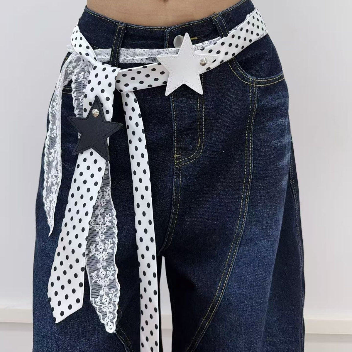 Polka-Dot Silk Scarf Belt