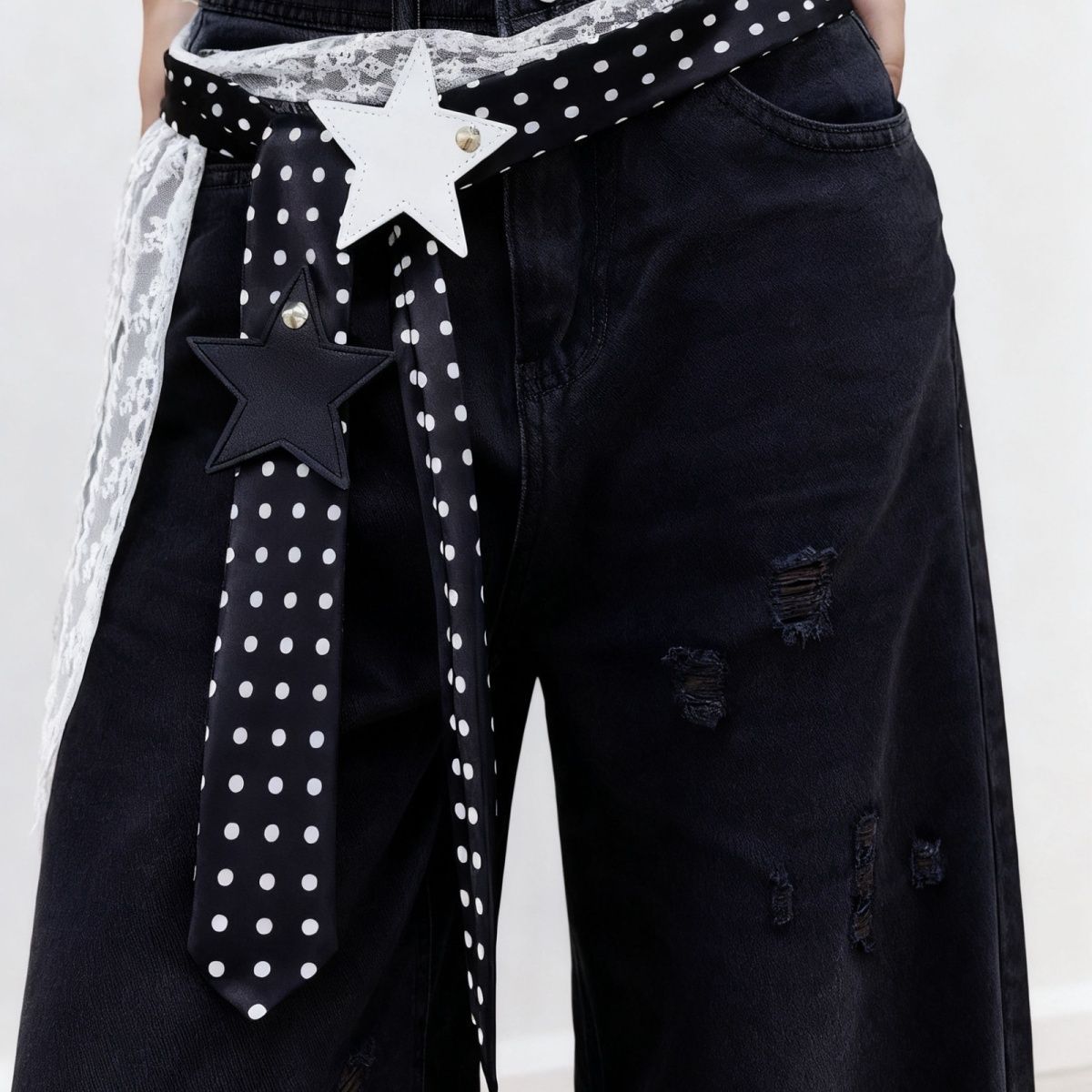 Polka-Dot Silk Scarf Belt