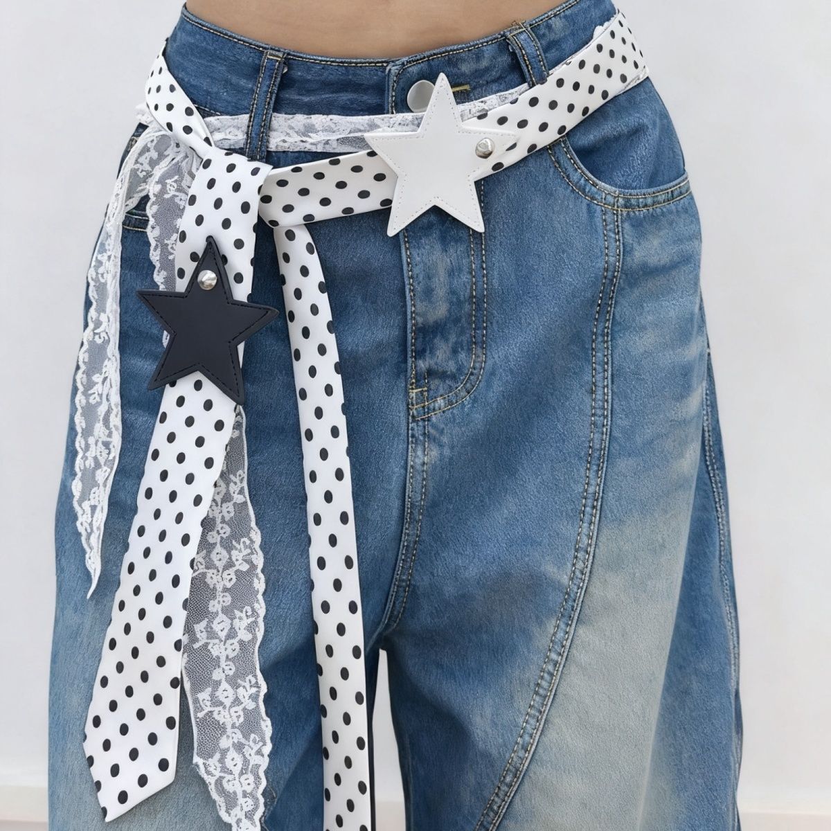 Polka-Dot Silk Scarf Belt
