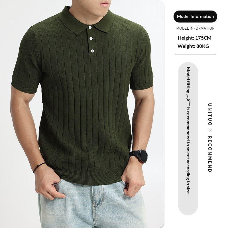 Men's Rib-Knit Polo Shirt