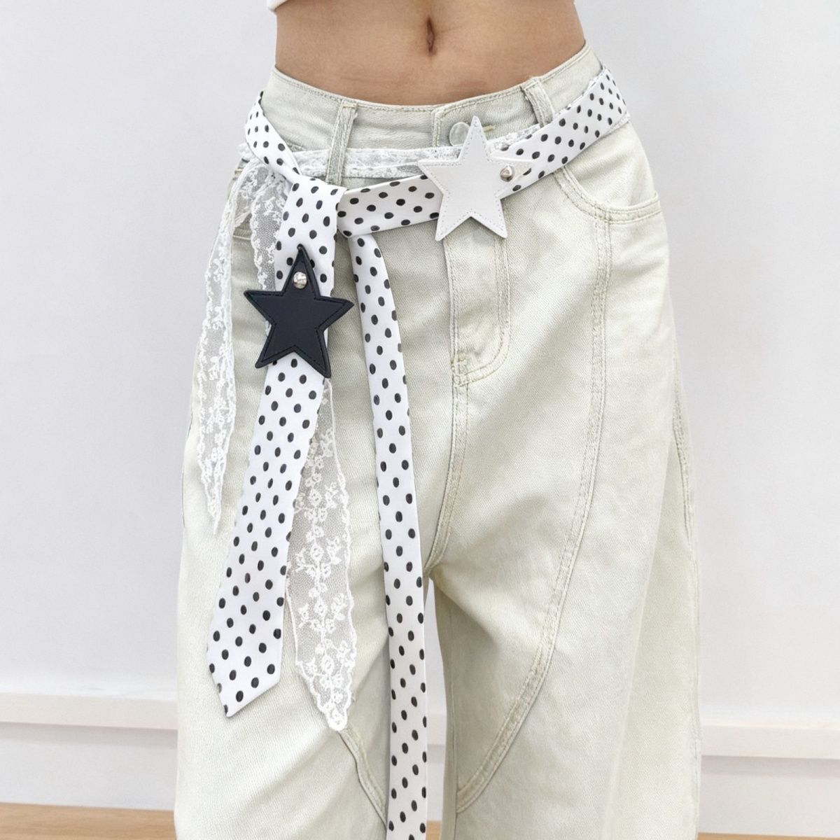 Polka-Dot Silk Scarf Belt