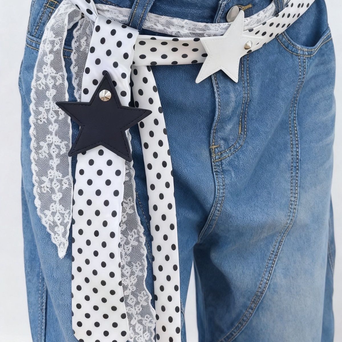 Polka-Dot Silk Scarf Belt