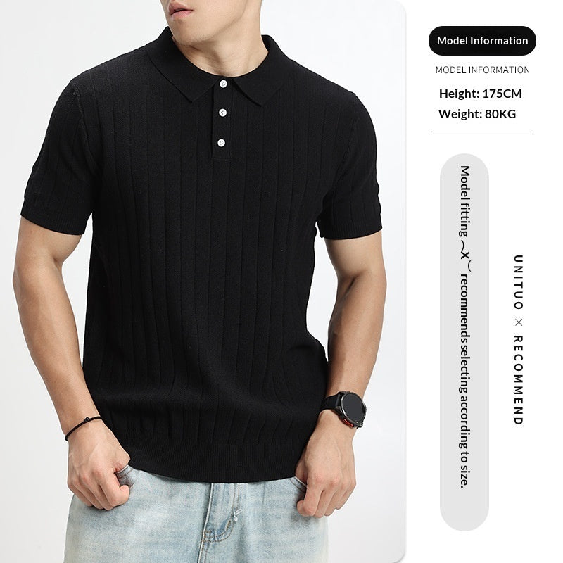 Men's Rib-Knit Polo Shirt