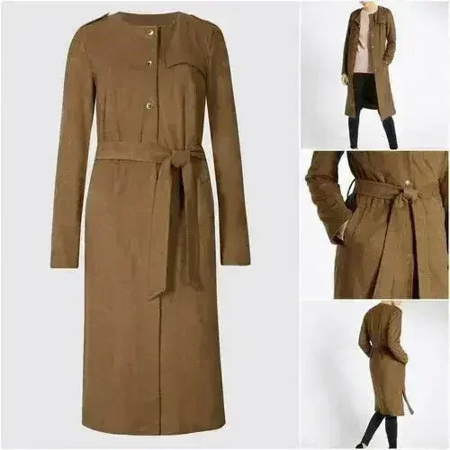 Ex Per Una - Womens Tan Brown Suedette Longline Duster Coat