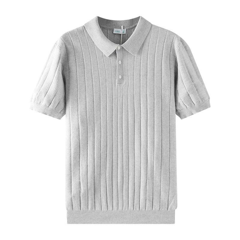 Men's Rib-Knit Polo Shirt