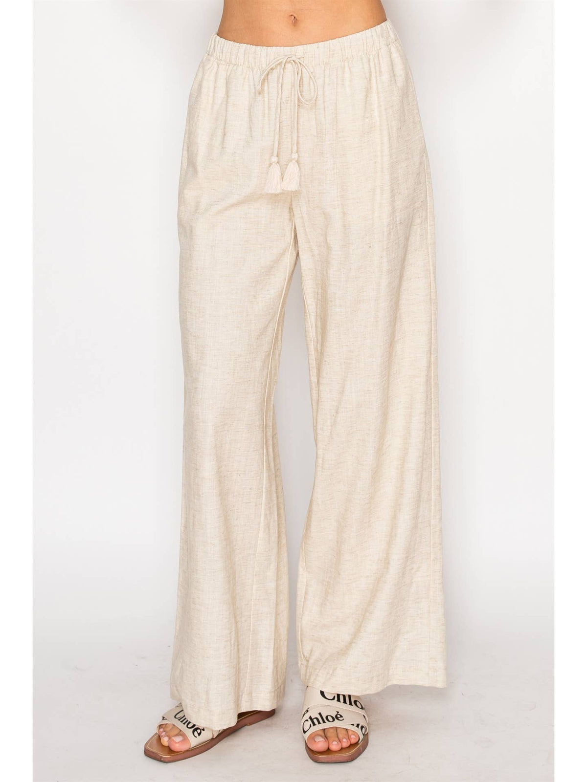 Linen Blend Wide Leg Pants