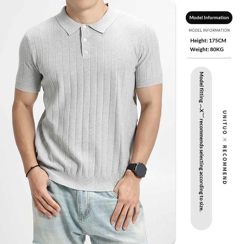 Men's Rib-Knit Polo Shirt
