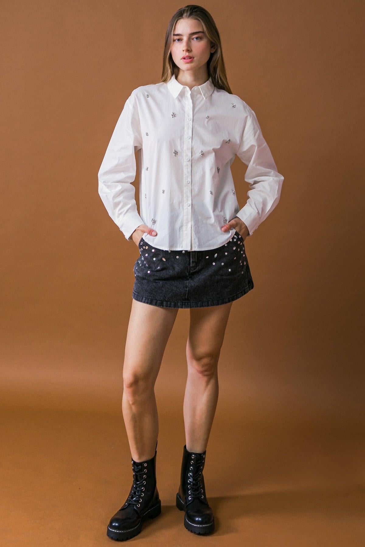 Hit or Miss Cotton Poplin Shirt