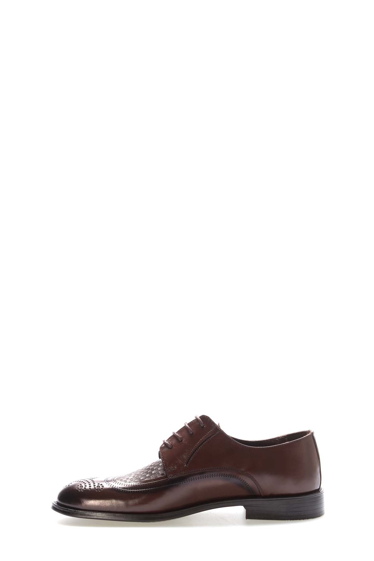Brown Perforated Leather Derby Shoes