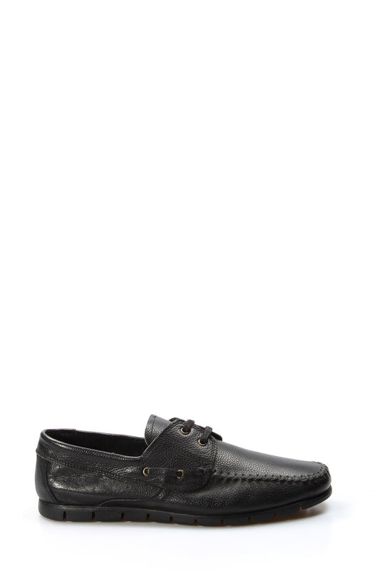 Men's Black Leather Moccasin Loafers