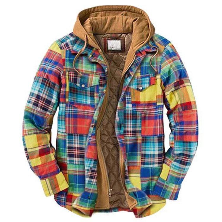 Men's Vintage Plaid Hooded Shirt Jacket