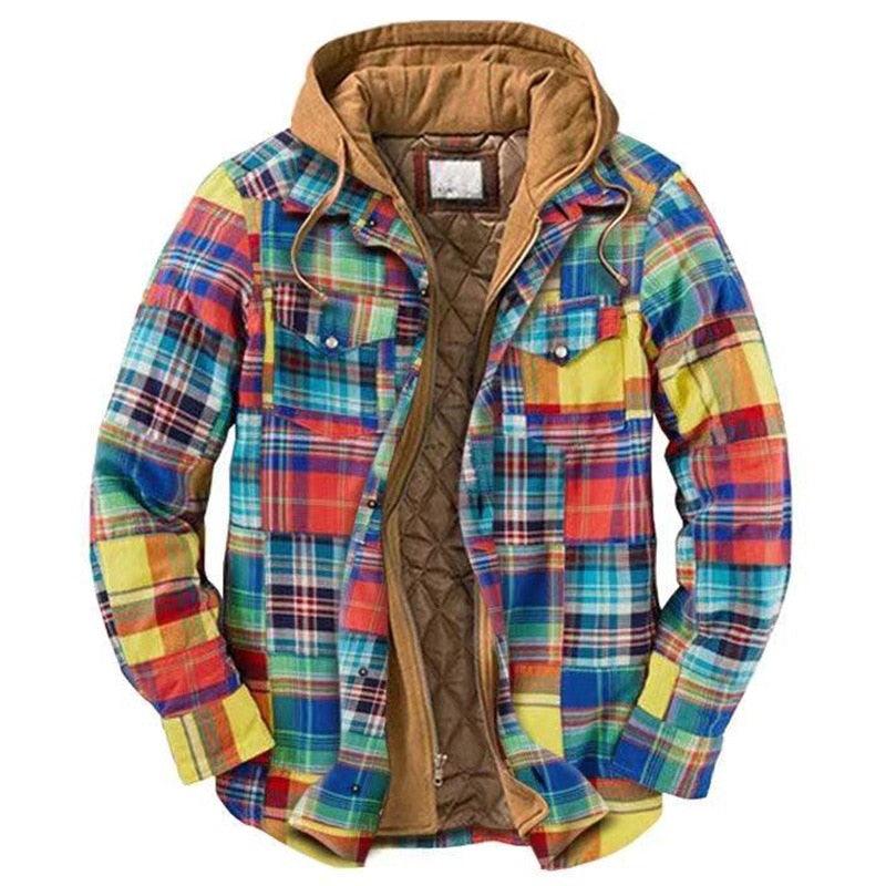 Men's Vintage Plaid Hooded Shirt Jacket
