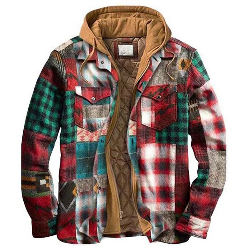 Men's Vintage Plaid Hooded Shirt Jacket