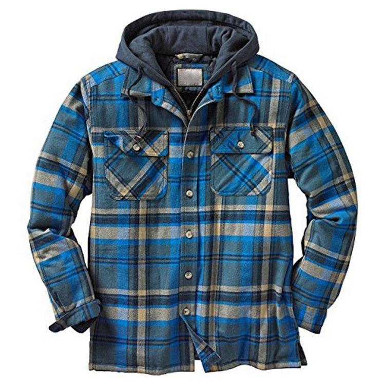 Men's Vintage Plaid Hooded Shirt Jacket