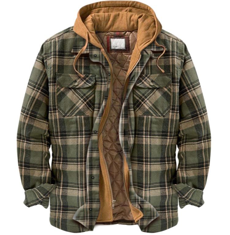 Men's Vintage Plaid Hooded Shirt Jacket