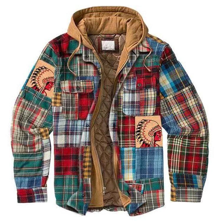 Men's Vintage Plaid Hooded Shirt Jacket
