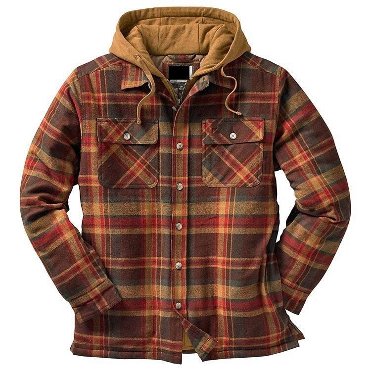 Men's Vintage Plaid Hooded Shirt Jacket