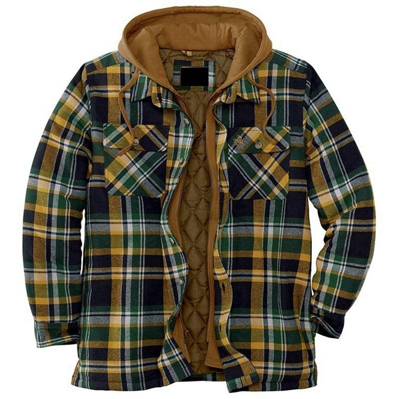 Men's Vintage Plaid Hooded Shirt Jacket