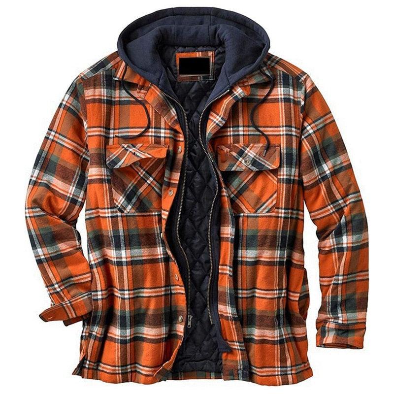Men's Vintage Plaid Hooded Shirt Jacket