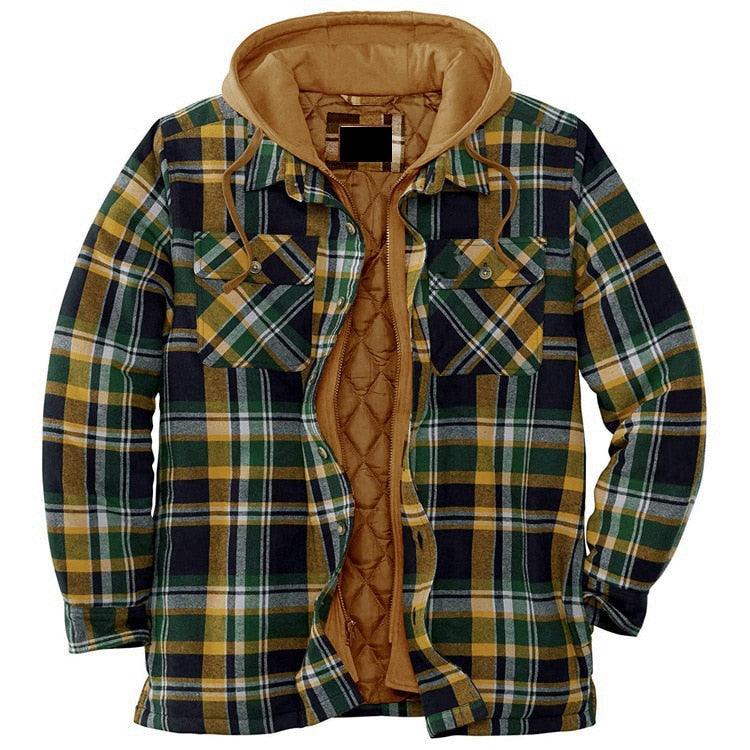 Men's Vintage Plaid Hooded Shirt Jacket