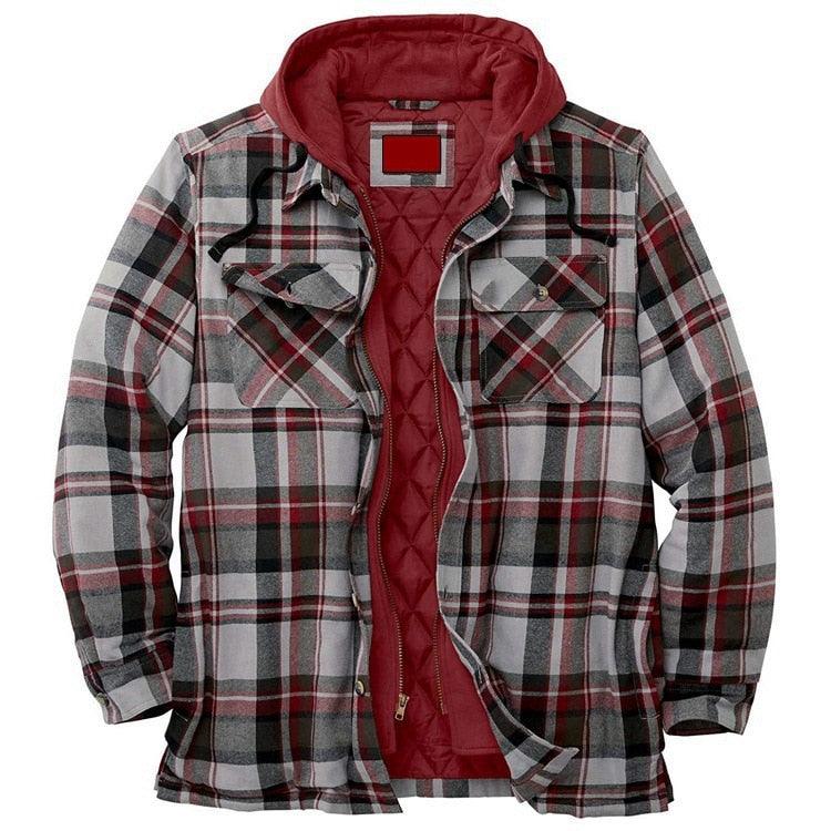 Men's Vintage Plaid Hooded Shirt Jacket