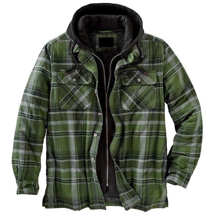 Men's Vintage Plaid Hooded Shirt Jacket