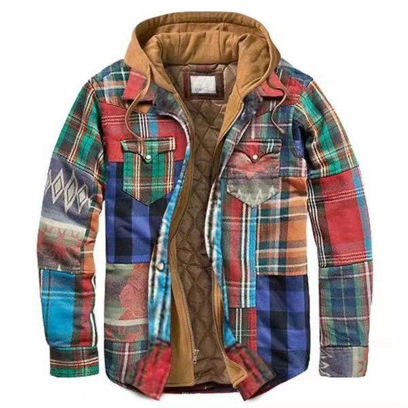 Men's Vintage Plaid Hooded Shirt Jacket