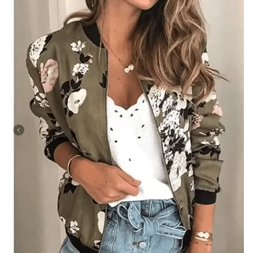 Women's Vintage Floral Bomber Jacket