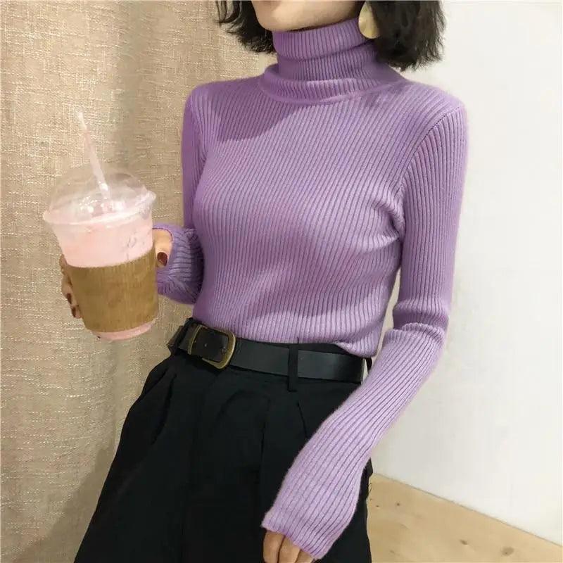 Women's Vintage Ribbed Turtleneck Sweater