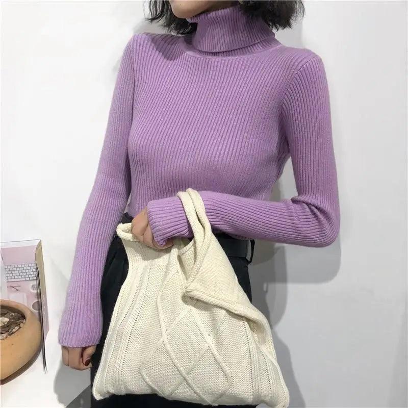 Women's Vintage Ribbed Turtleneck Sweater