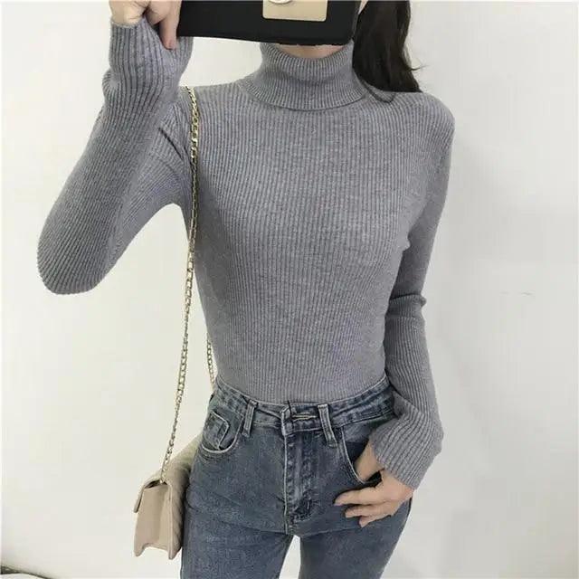Women's Vintage Ribbed Turtleneck Sweater