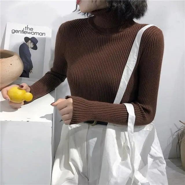 Women's Vintage Ribbed Turtleneck Sweater