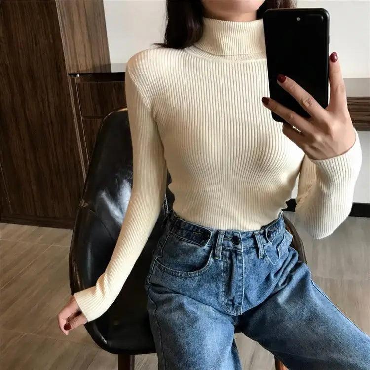Women's Vintage Ribbed Turtleneck Sweater