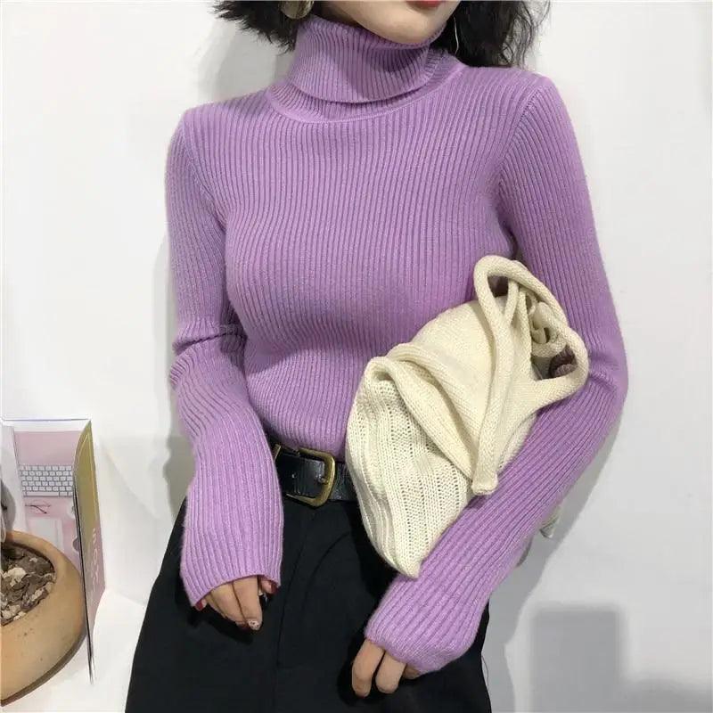 Women's Vintage Ribbed Turtleneck Sweater